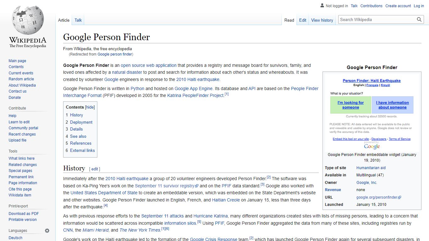 Google Person Finder - Wikipedia
